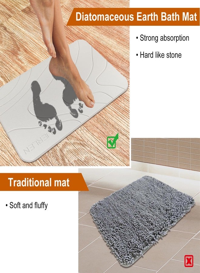 JUERLEN 2 Pack Diatomaceous Earth Shower Mat, Stone Bath Mat, Nonslip Super Absorbent Fast-Drying Hard Bath Mat for Bathroom Shower Floor, 24 x 16 inch, Pallid Wave Design - Image 4