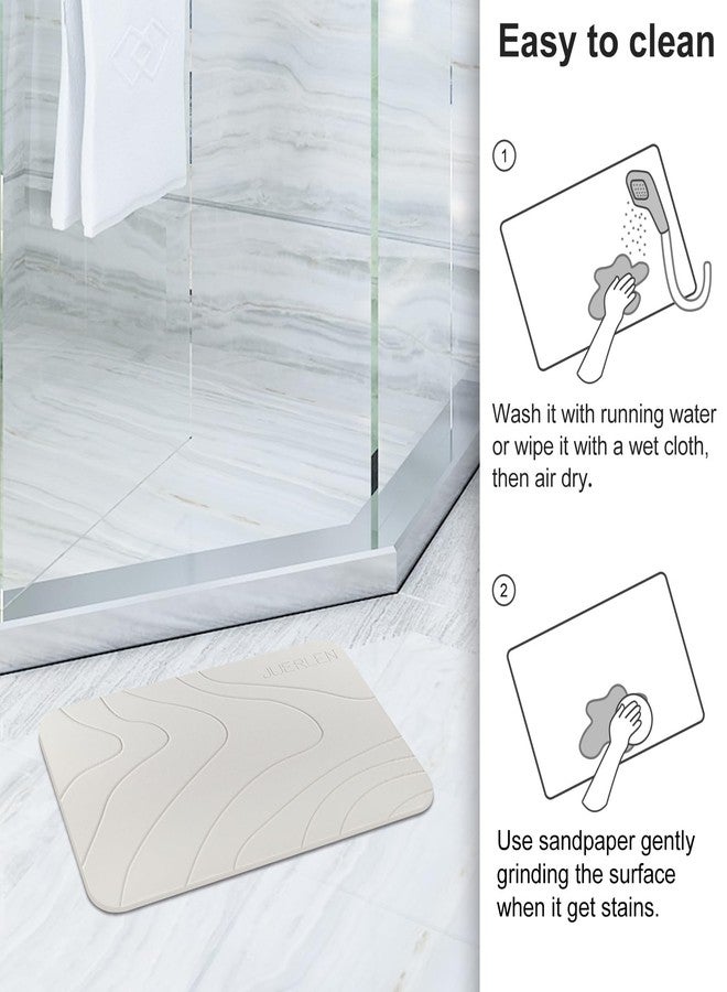 JUERLEN 2 Pack Diatomaceous Earth Shower Mat, Stone Bath Mat, Nonslip Super Absorbent Fast-Drying Hard Bath Mat for Bathroom Shower Floor, 24 x 16 inch, Pallid Wave Design - Image 5