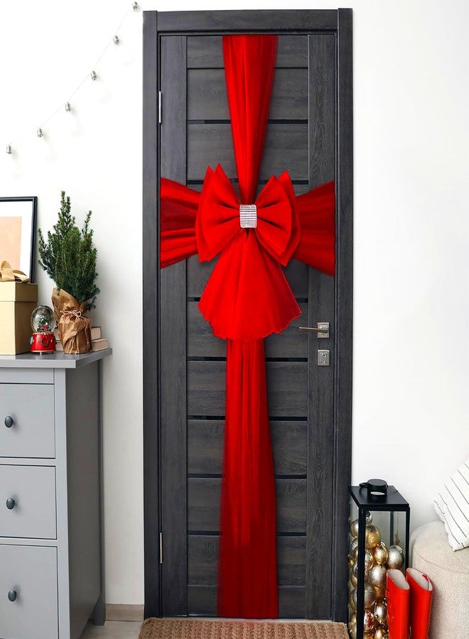 Bash Basics Red Door Bow Kit - Large Red Bow Housewarming Party Decorations | Front Door Decoration for New Home & Office - Image 1