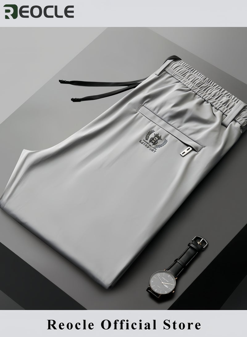 REOCLE Men's Ice Silk Ultra-thin Sports Pants Quick Dry Stretch Straight Fit Comfyfit Pants Ultra Stretch Camping Fishing Running Athletic Active Jogger Pant  - Image 5
