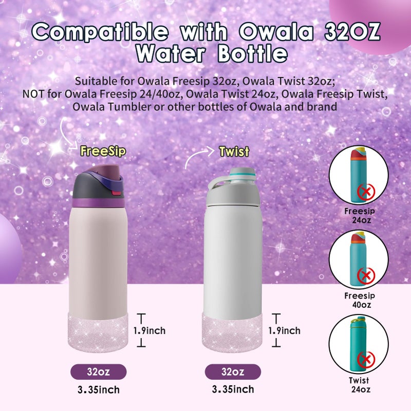 BKBY Protective Glitter Silicone Boot Compatible with Owala 24oz 32oz 40oz, Bling Cup Sleeve Bottom Bumper Cover Compatible with Owala FreeSip, Twist, or Flip Stainless Steel Water Bottles - Image 2