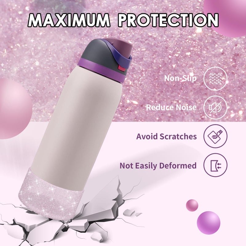 BKBY Protective Glitter Silicone Boot Compatible with Owala 24oz 32oz 40oz, Bling Cup Sleeve Bottom Bumper Cover Compatible with Owala FreeSip, Twist, or Flip Stainless Steel Water Bottles - Image 3