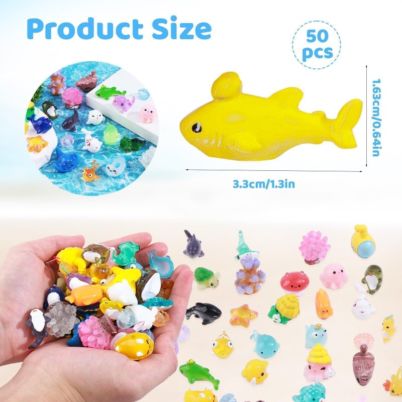 Nerfcareani 50PCS Mini Ocean Resin Animals Tiny Sea Animals Figurines Marine Miniature Plastic Animals Aquarium Ornaments Decorations for DIY Fish Tank Potted Micro Fairy Garden Dollhouse - Image 3