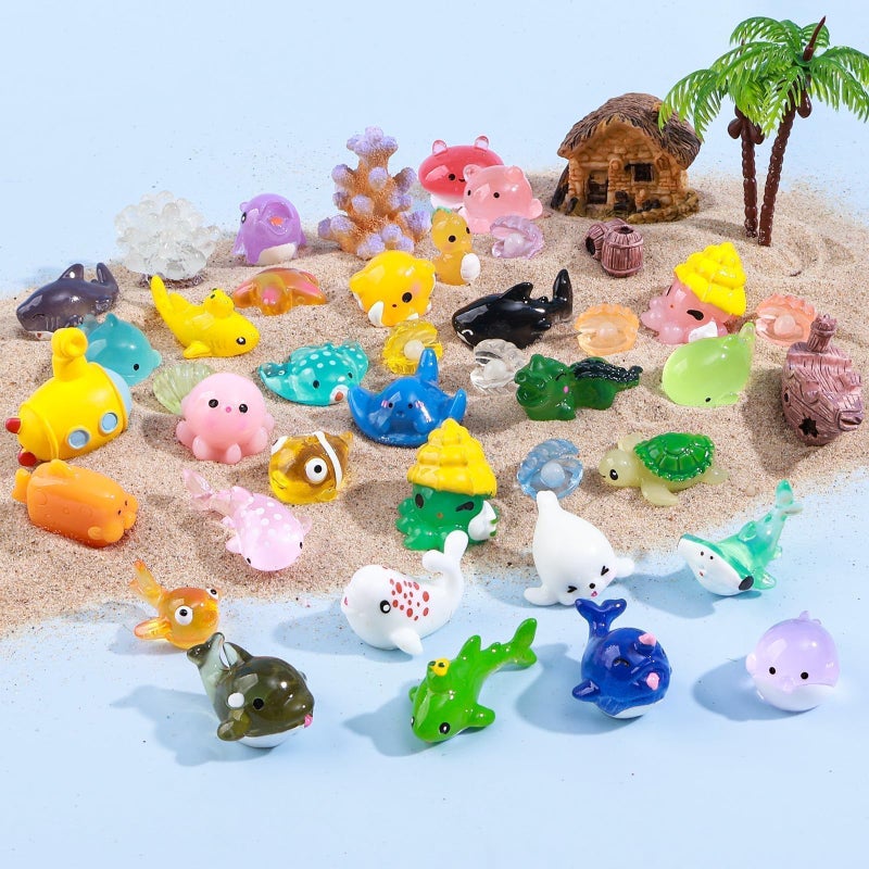 Nerfcareani 50PCS Mini Ocean Resin Animals Tiny Sea Animals Figurines Marine Miniature Plastic Animals Aquarium Ornaments Decorations for DIY Fish Tank Potted Micro Fairy Garden Dollhouse - Image 4