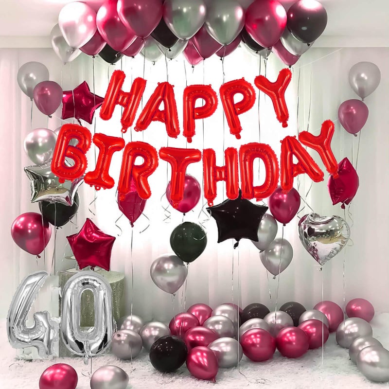 TOTAFAM Red Happy Birthday Balloons Banner, Foil Balloon Personalized Name Letters Balloons Sign Birthday Party Decorations for Women Men Boys Girls - Image 3