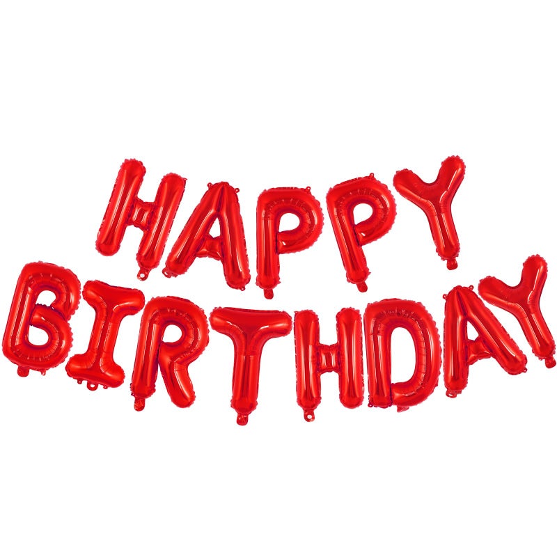 TOTAFAM Red Happy Birthday Balloons Banner, Foil Balloon Personalized Name Letters Balloons Sign Birthday Party Decorations for Women Men Boys Girls - Image 1