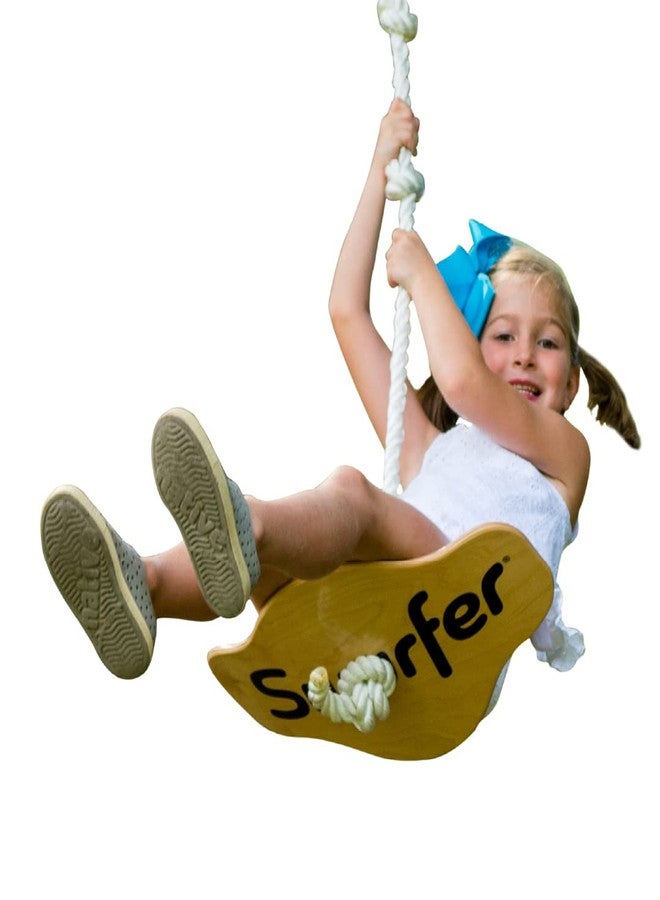 Swurfer Swift - Maple Wood Disc Swing for Kids Ages 4 and Up, Holds up to 150 Pounds - Includes 18" Curved Seat Swing with Heavy Duty Braided Rope, Brown - Image 2