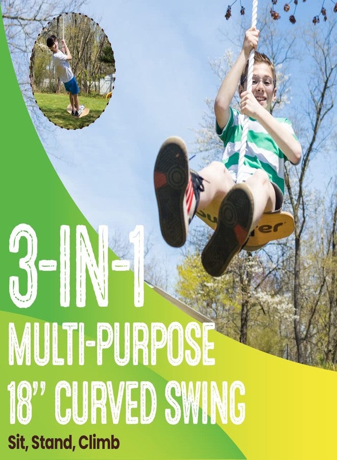 Swurfer Swift - Maple Wood Disc Swing for Kids Ages 4 and Up, Holds up to 150 Pounds - Includes 18" Curved Seat Swing with Heavy Duty Braided Rope, Brown - Image 4