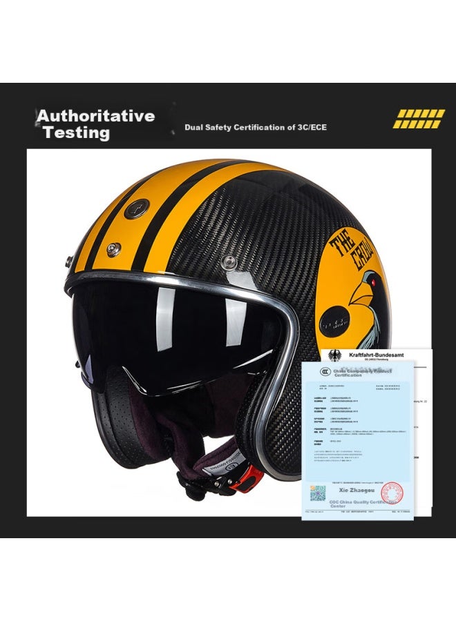 Torc Motorcycle Helmet V587 Retro Carbon Fiber Half Helmet 3c Full Helmet Four Seasons Matte Transparent Carbon Fiber L Size - Image 2