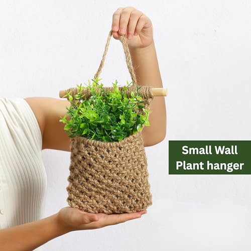 Shineloha 2 Packs Macrame Wall Planters with Artificial Eucalyptus | Macrame Plant Hanger, Wall Plant Holders for Boho, Bathroom, Bedroom & Wall Hanging Decor (2 Packs, Brown) - Image 2