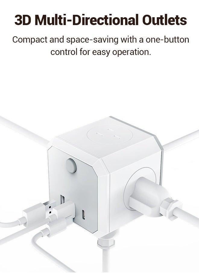 Generic Product Name: Cube Socket Multi-Function Power Strip Universal Converter with 2 USB-A + 1 USB-C Ports, UK Plug  - Image 4