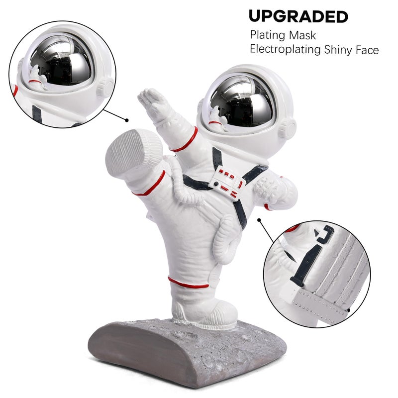 Kakizzy White Book Ends for Kids, Upgraded Astronaut Bookends Resin Spaceman Book Holders for Shelves Sturdy Book Stopper Book Ends to Hold Books Unique Outer Space Book Shelf Ends(F2-Silver Color) - Image 3