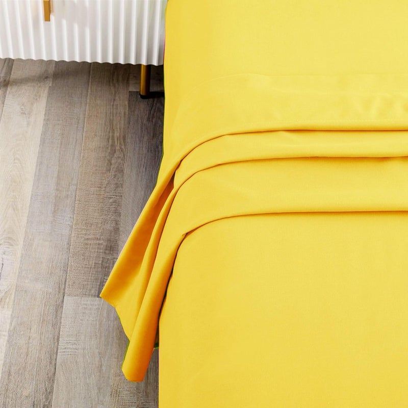 Ghooss Yellow Full Sheets Extra Soft Bed Sheets Brushed Microfiber 1800 Sheets - Deep Pocket, Wrinkle & Fade Free - 4 Piece-Yellow,Full - Image 3