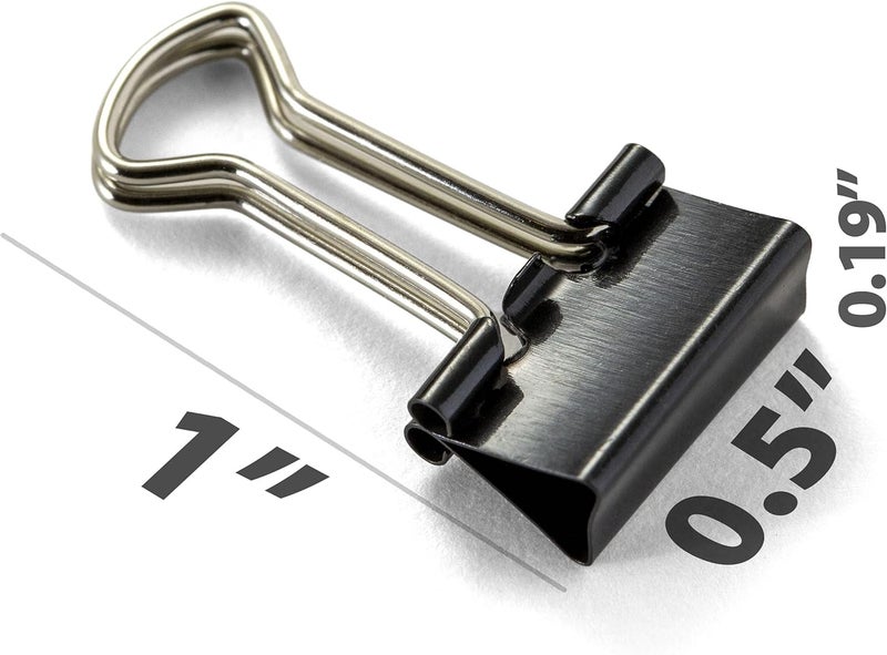 Officemate Micro Size Binder Clips, Black - 100 Count Tub - Image 2