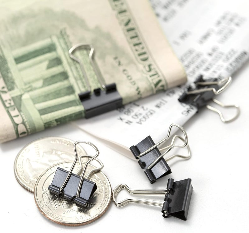 Officemate Micro Size Binder Clips, Black - 100 Count Tub - Image 4