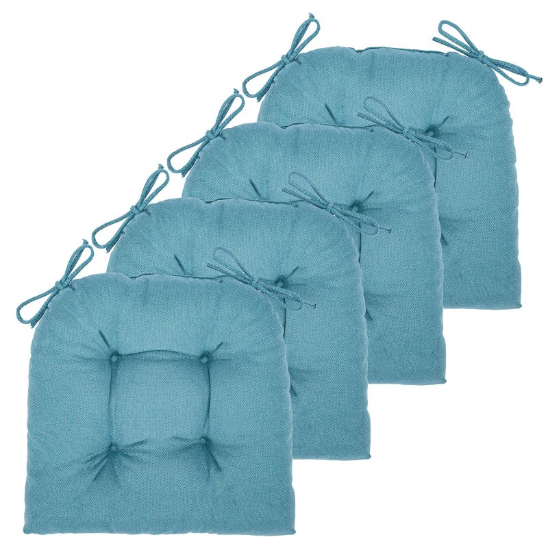JAMPAYANG Chair Cushion 4 Pack Chair Cushions for Dining Chairs Chair Pads and Mat with Ties for Indoor Kitchen Seat and Desk 4 Count  17 x 16 in Teal