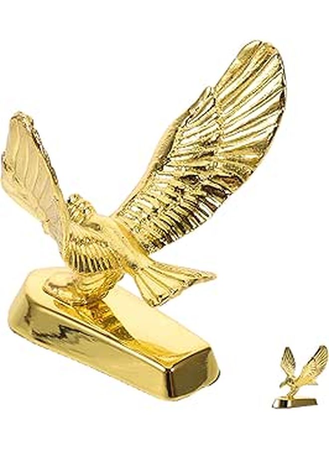 3D Metal Eagle Emblem Gold Chrome Hood Ornament Hood Decal Vehicle Exterior - Image 1