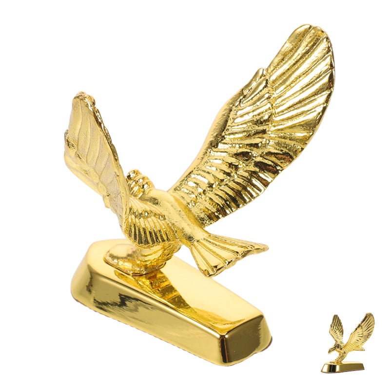 3D Metal Eagle Emblem Gold Chrome Hood Ornament Hood Decal Vehicle Exterior - Image 2