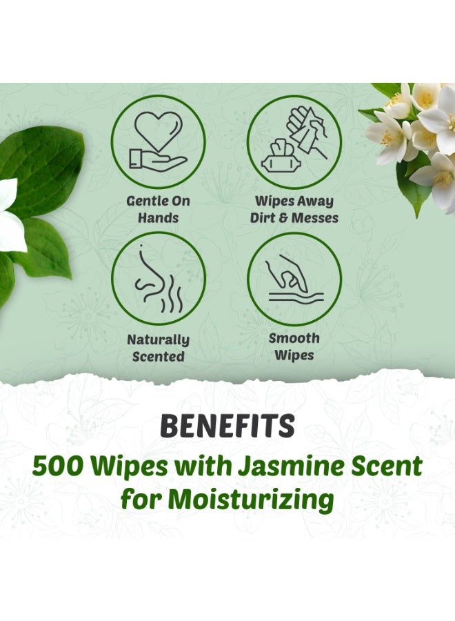 Moonwisp Wet Wipes for Cleaning and Hand Sanitizing, Jasmine Scented, Moisturizing, Travel-Friendly, Hypoallergenic, All-Purpose Wipes, Perfect for Adults and Kids (Green, PACK 5) - Image 4