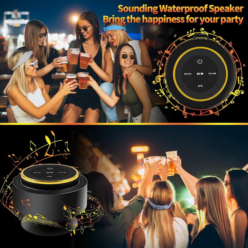 Kebrela Bluetooth Shower Speaker with Carabiner, Portable Bluetooth Speakers with Suction Cup, IP67 Waterproof Wireless Speaker with LED Light, Floating, for Camping Beach Travel, Gift for Men, Women - Image 2