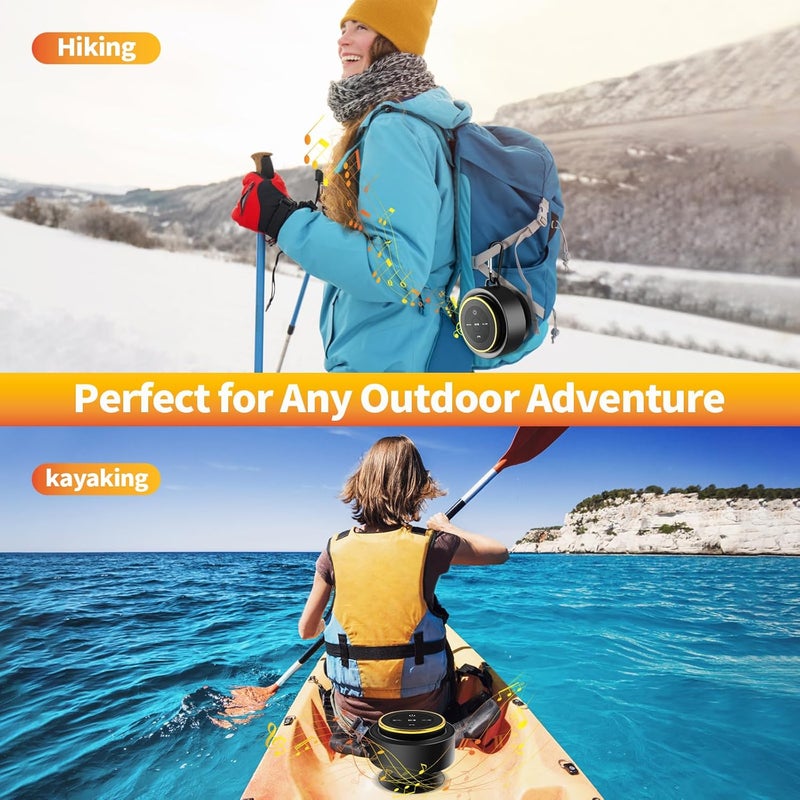 Kebrela Bluetooth Shower Speaker with Carabiner, Portable Bluetooth Speakers with Suction Cup, IP67 Waterproof Wireless Speaker with LED Light, Floating, for Camping Beach Travel, Gift for Men, Women - Image 5