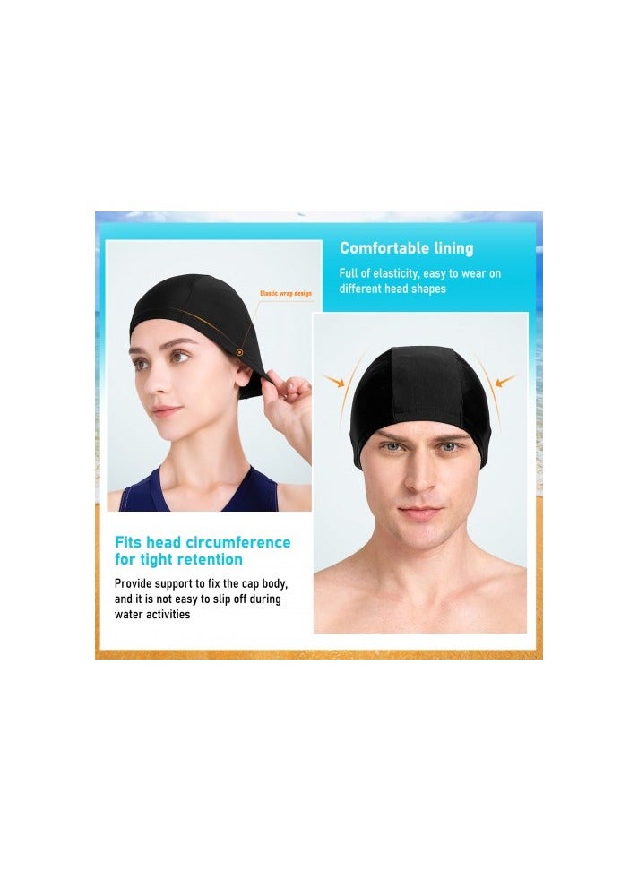3 Pack Swimming Caps for Adults and Teens – Soft Polyester Swim Hats in Red, Blue and Black – Lightweight, Quick-Dry, Stretchable Pool Caps - Image 3