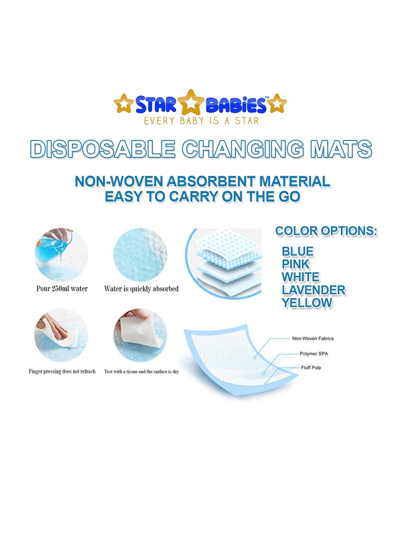 STAR BABiES Star Babies Pack of 2 (Star Babies - Changing Pad - Printed Blue, Disposable Changing mat 15pcs)-White  - Image 4