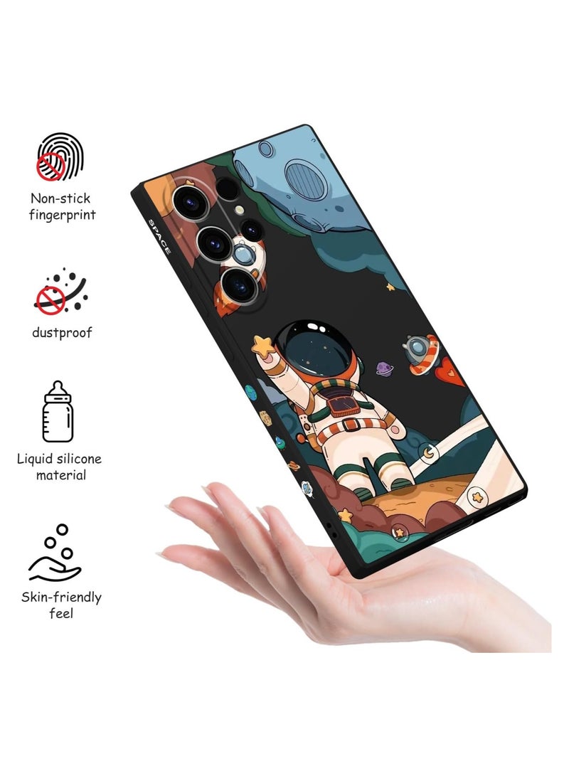 لحافظة Galaxy S23 Ultra، حافظة S23 Samsung Ultra بتصميم أنيق لرسوم الكرتون المضحكة لرائد الفضاء، تصميم مضاد للصدمات ومقاوم للسقوط، حافظة واقية ناعمة لهواتف Samsung Galaxy S23 Ultra - أسود. - Image 4