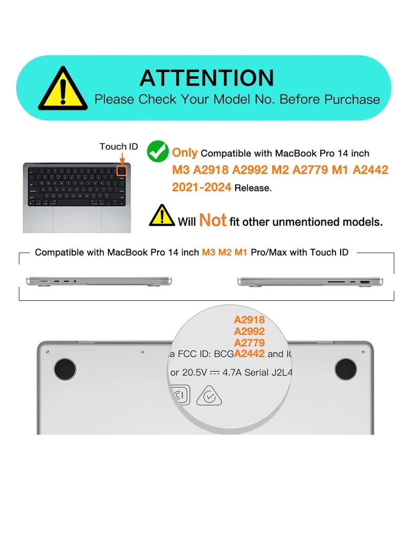 Generic Compatible with MacBook Pro 14 inch Case 2023 2022 2021 Release M3 A2918 A2992 M2 A2779 M1 A2442 Pro Protective Plastic Hard Shell Case Cover, Color Black  - Image 5