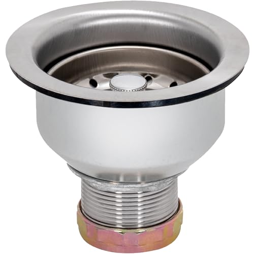 EZ-FLO Double Cup Kitchen Sink Drain Assembly, Sink Strainer fits 3-1/2 inch to 4 inch Opening, 1-7/8 inch Extended Shank, Stainless Steel, 30019 - Image 1