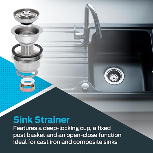 EZ-FLO Double Cup Kitchen Sink Drain Assembly, Sink Strainer fits 3-1/2 inch to 4 inch Opening, 1-7/8 inch Extended Shank, Stainless Steel, 30019 - Image 5