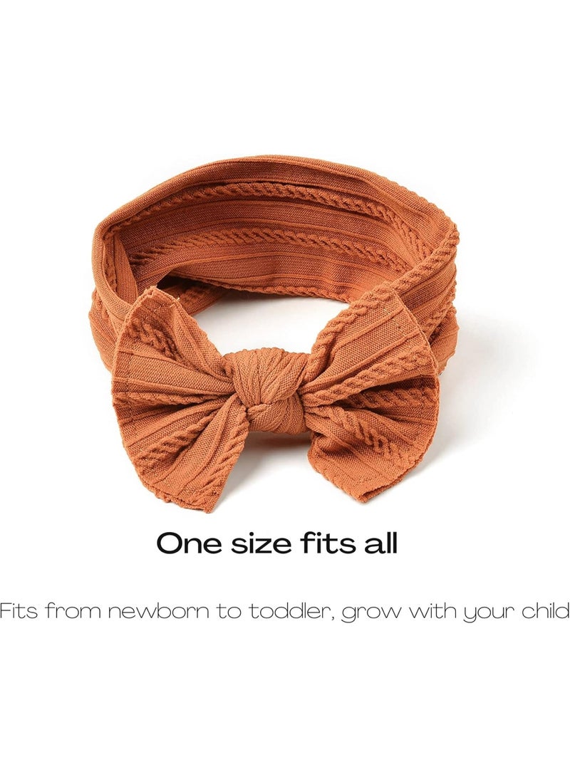 12 Pack Baby Nylon Headbands Hairbands Hair Bow Elastics Handmade Hair Accessories for Baby Girls Newborn Infant Toddlers Kids(Terracotta) - Image 2