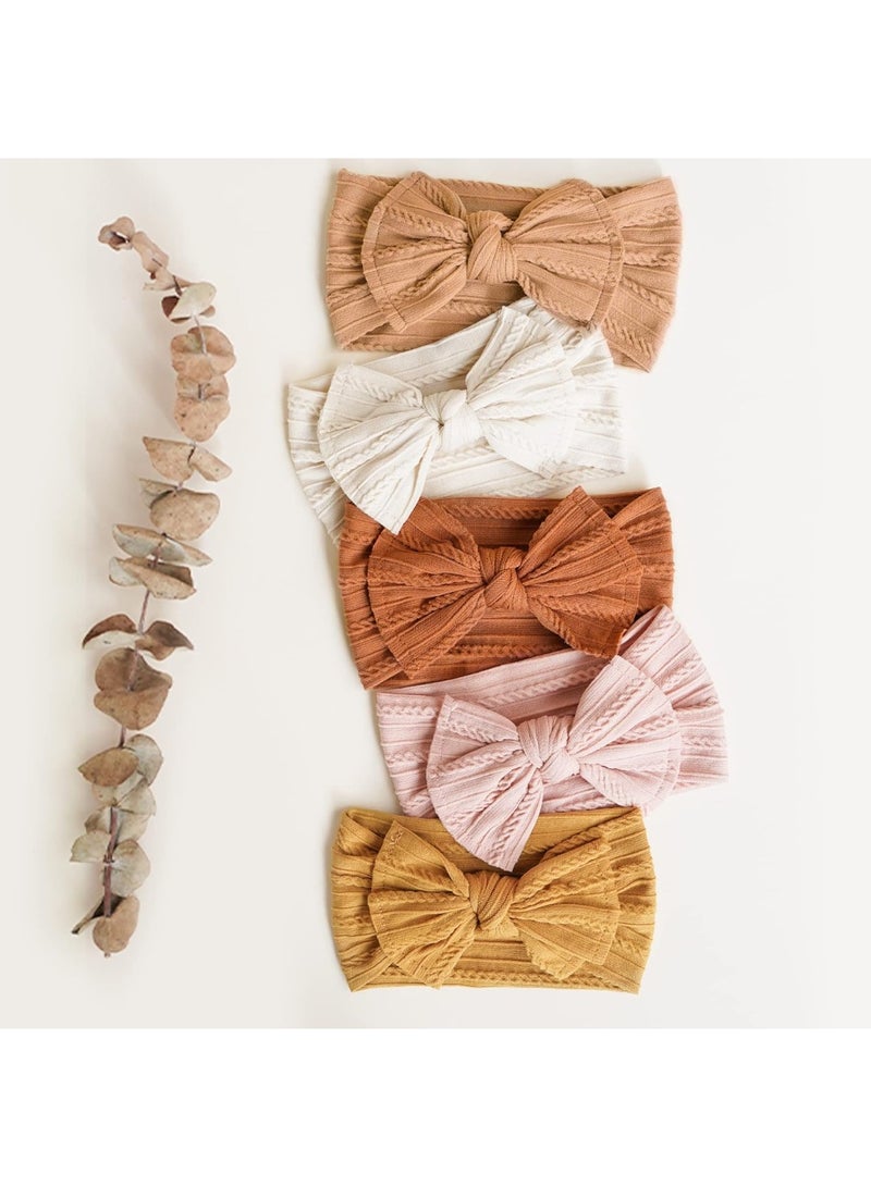 12 Pack Baby Nylon Headbands Hairbands Hair Bow Elastics Handmade Hair Accessories for Baby Girls Newborn Infant Toddlers Kids(Terracotta) - Image 4