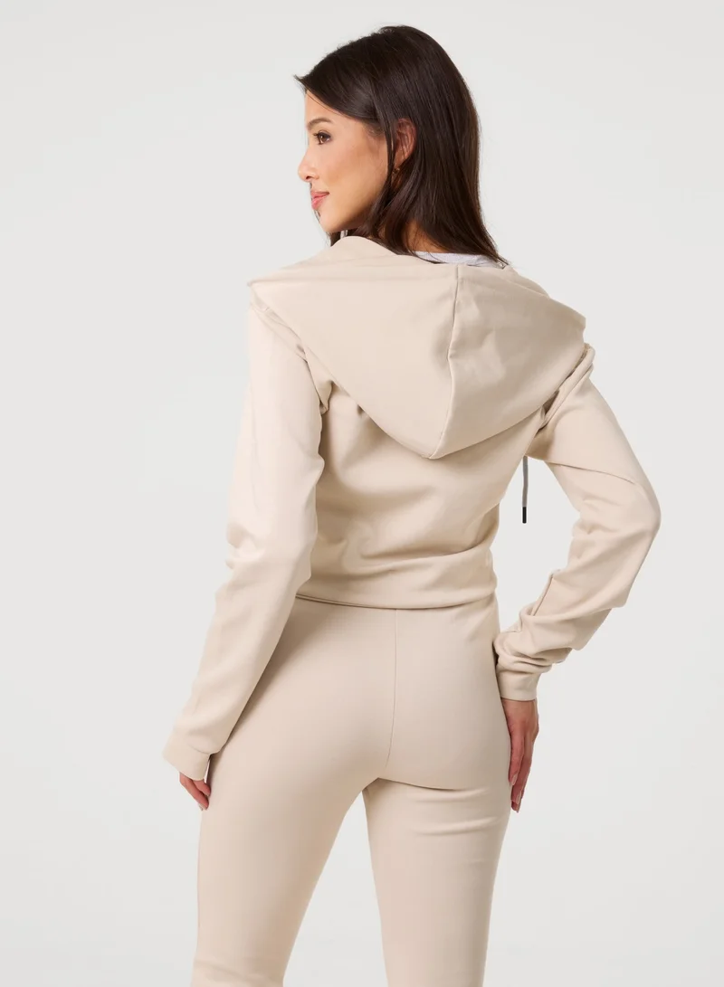بينك فانيلا Zip Up Cropped Hoodie