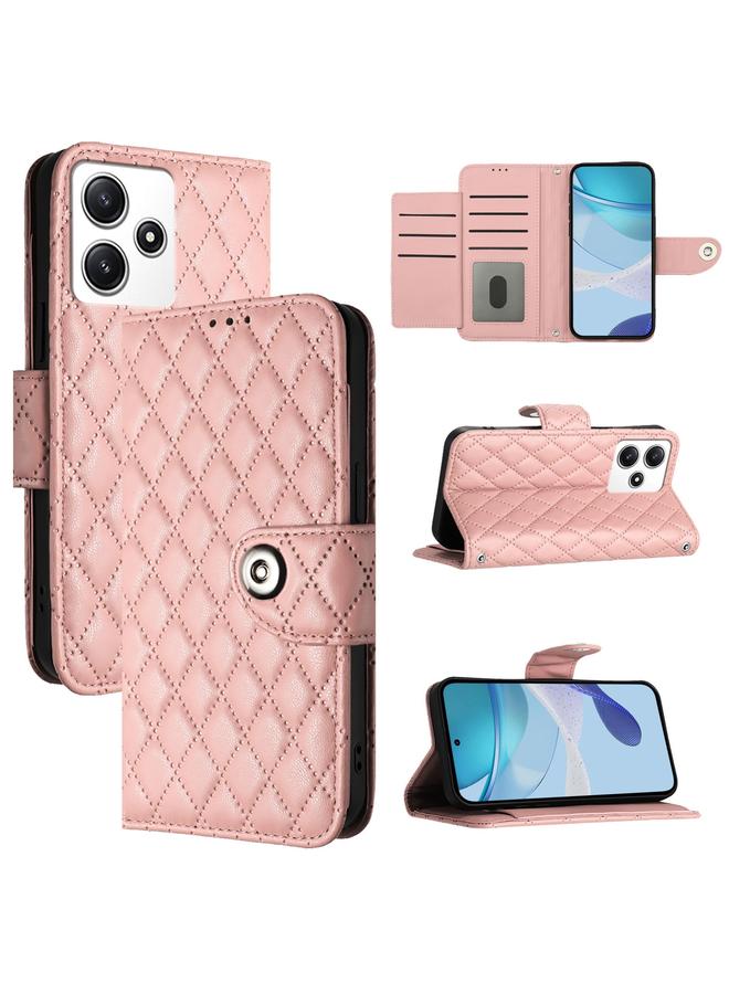 S-TOP Case For Redmi 12 5G Global / India Rhombic Texture Flip Leather Phone Case with Lanyard - Image 1