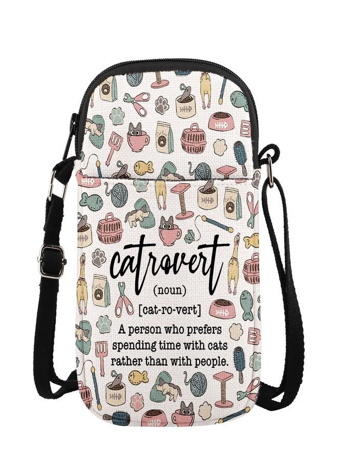 MAOFAED Catrovert Definition Crossbody Bag, Gift for Cat Lover, Cat Mom Gift, Catsitter Gifts, Pet Owner Gifts(catrovert) - Image 1