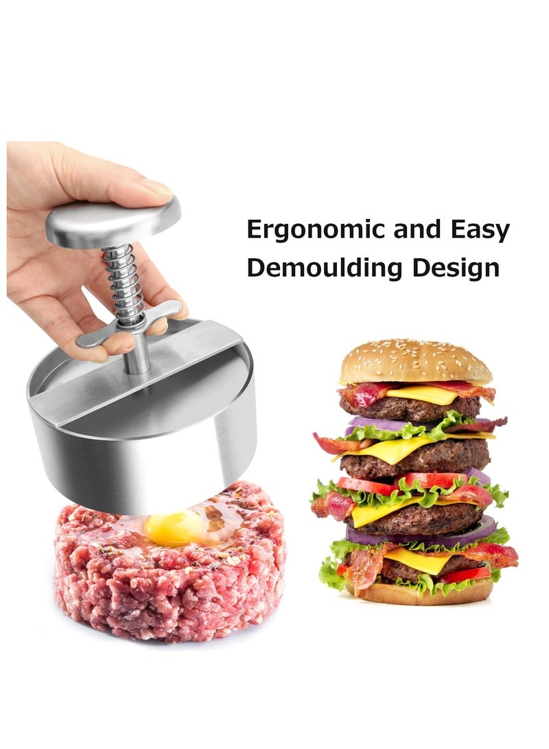 Burger Press, Stainless Steel Adjustable Hamburger Patty Maker, Non Stick Patty Making molds  - Image 3