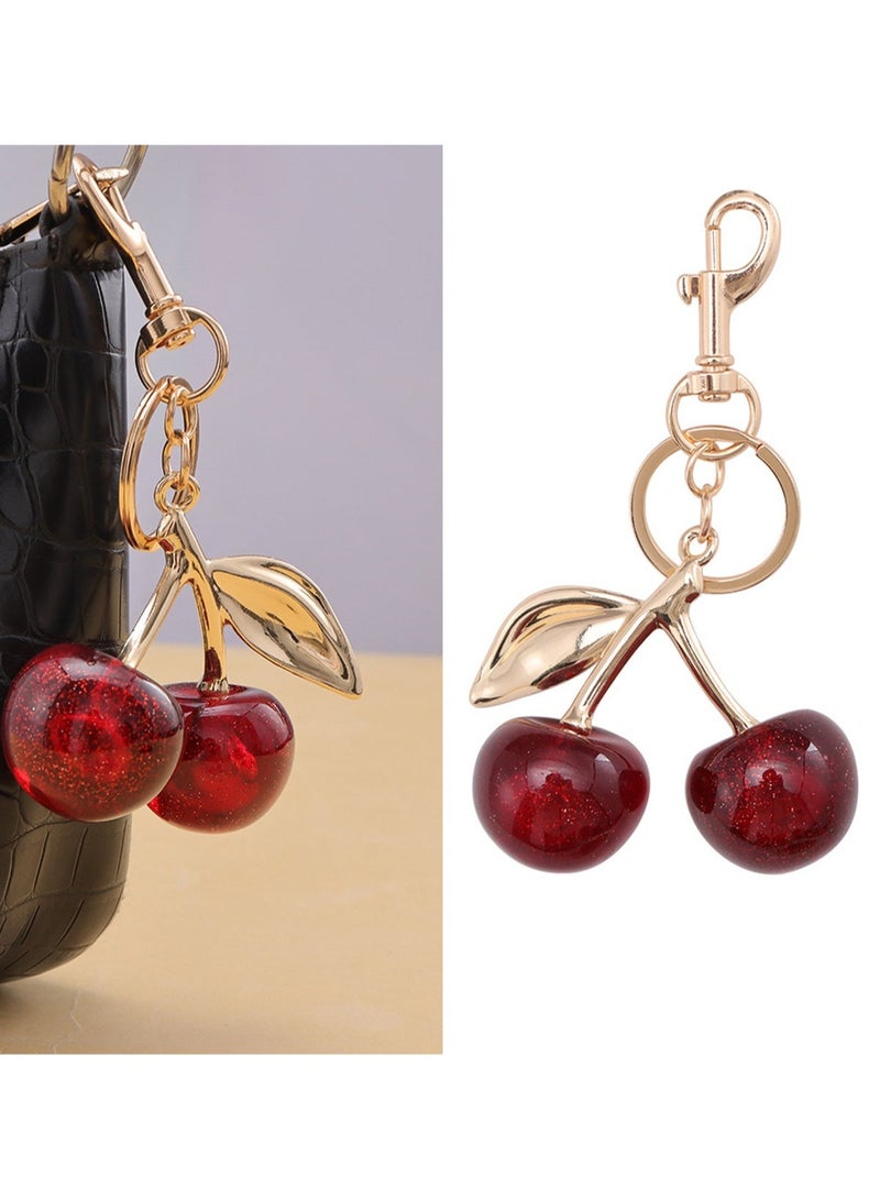BLLE ROWN Cherry Bag Charm Purse Keychain - Red Cherry Accessories for Women's Bags - Image 1