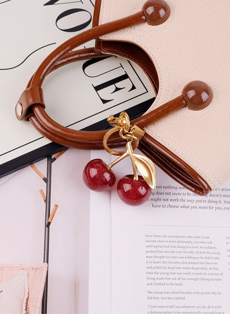 BLLE ROWN Cherry Bag Charm Purse Keychain - Red Cherry Accessories for Women's Bags - Image 5