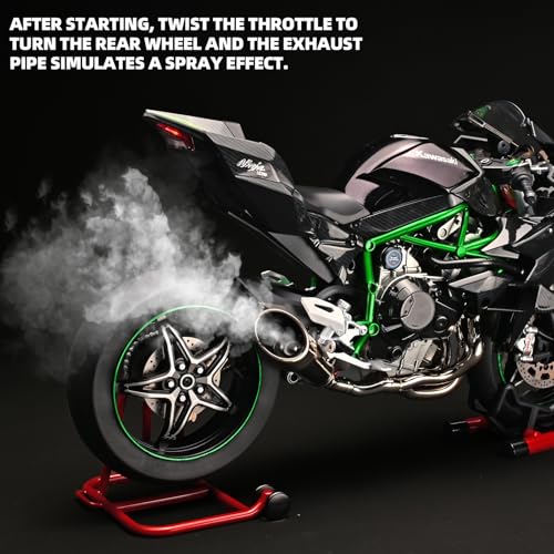 RZAPE Die Cast Motorcycle 16 Scale for Kawasaki H2R Motorcycle Alloy Racing Motorcycles Model Power Kawasaki Ninja H2R Toy Motorcycles Collection H2R Kawasaki Model MotorcyclesCarbon Fiber Black - Image 5