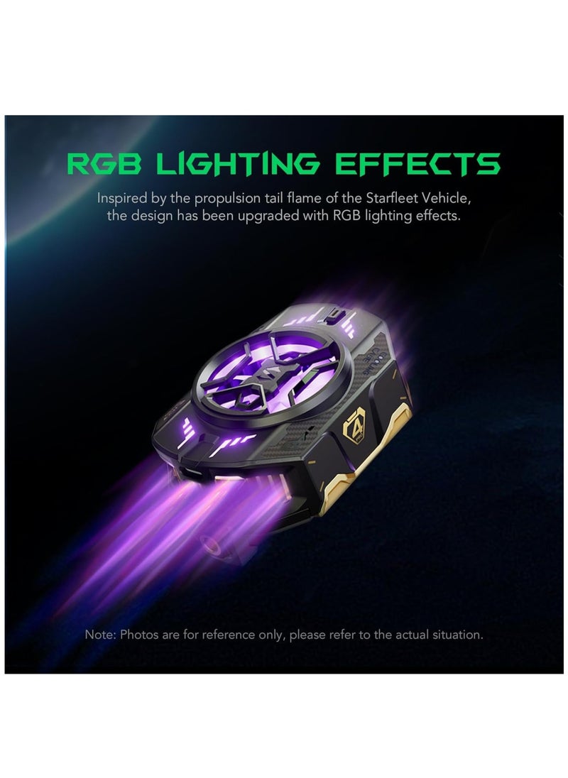 بلاك شارك - مبرد الهاتف الخليوي للألعاب Black Shark FunCooler 4 Pro، مروحة تبريد للهاتف المحمول بقدرة 27 واط مع مؤقت للنوم/إعدادات سرعة المروحة لـ 2.59-3.46 بوصة iPhone/Android Heatsink، مشعاع الهاتف المحمول RGB - Image 1