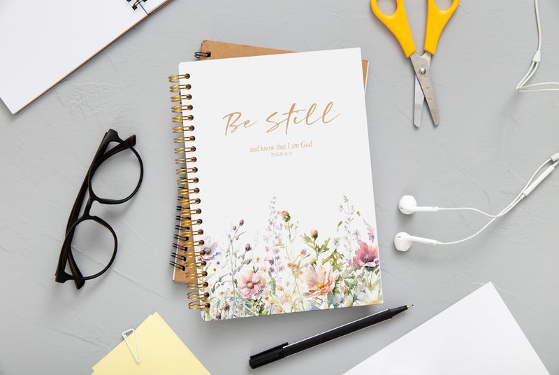 Ecezatik PSALM 46 Be Still and Know That I am God Christian Notebook Journal - Christian Gifts for Women, Bible Journal Notebooks for Note Taking, Bible Journaling Notebook, Spiral Notebook 5.5x8.3 - Image 2