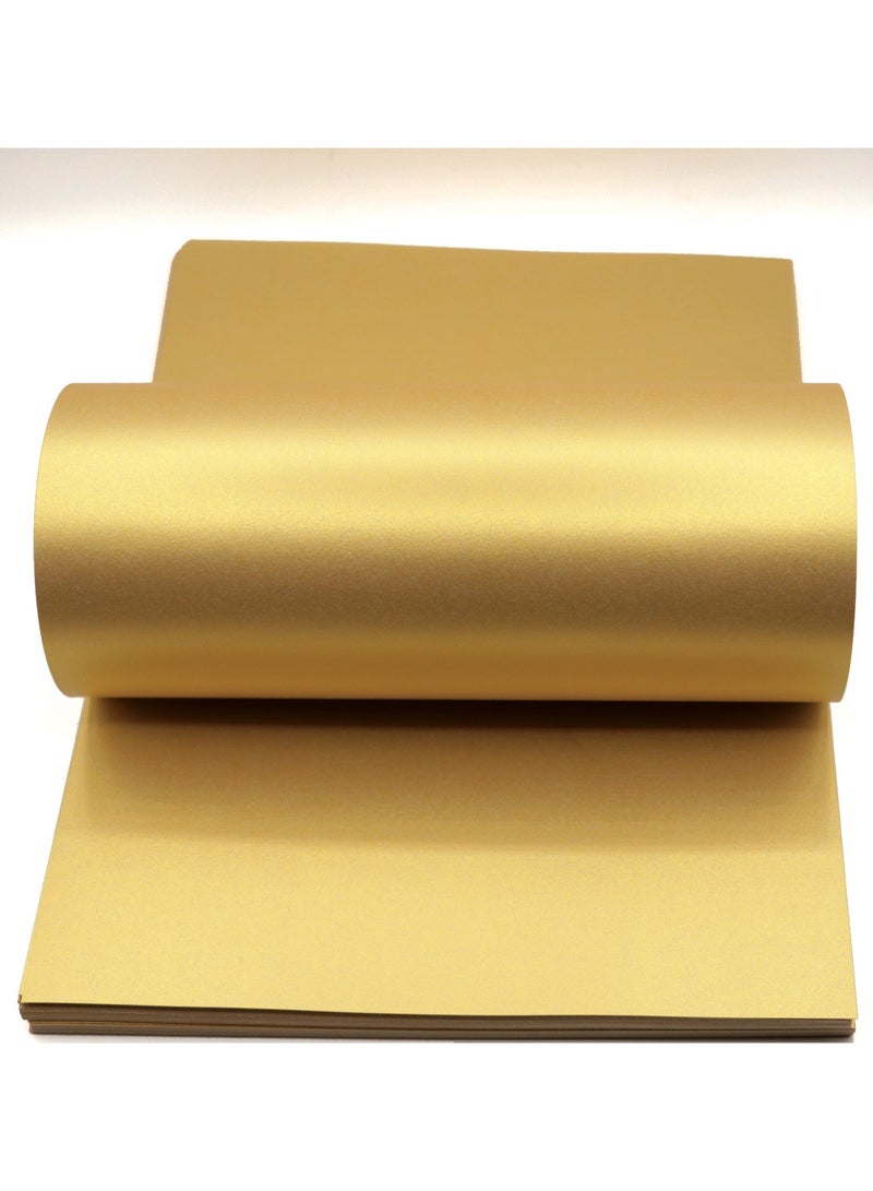 فيرستنوك ورق ذهبي اللون 120 جرام لكل متر مربع A4 لبطاقة الزفاف، بطاقة الدعوة، ورق ملون للديكور، ورق لامع لؤلؤي لامع ذهبي اللون 20 ورقة - Image 1