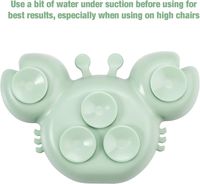 PandaEar 2 Pack Silicone Suction Plates for Toddlers Baby with 4 Spoons Self Feeding Divided Unbreakable Toddler Plates with Suction Baby Plates and Utensils Set Baby Dishes Green Crab  Pink Bee - Image 5