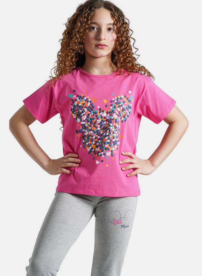 Remint Girls Heart Mouse Pyjama Fuchsia - Image 1