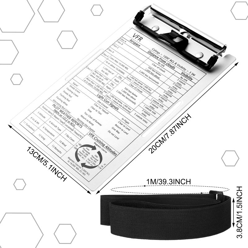 Eaasty 1 Set Pilot Kneeboard,Vfr Aviation Kneeboard,Aluminum Pilot Writing Board Notepad Clipboard with Pen Holder Knee Boards with Elastic Strap for Flying Writing Accessories Gifts - Image 2
