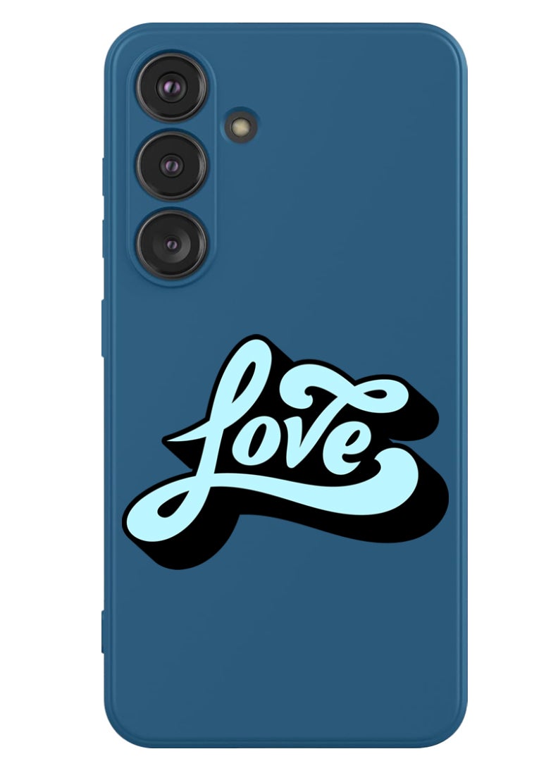 Theodor Protective Slim Fit Case Liquid Silicone Cover with Full Body Protection Anti-Scratch Shockproof Case For Samsung Galaxy S24 Plus (Blue) - FORZA078 Be Happy-01 - Image 1