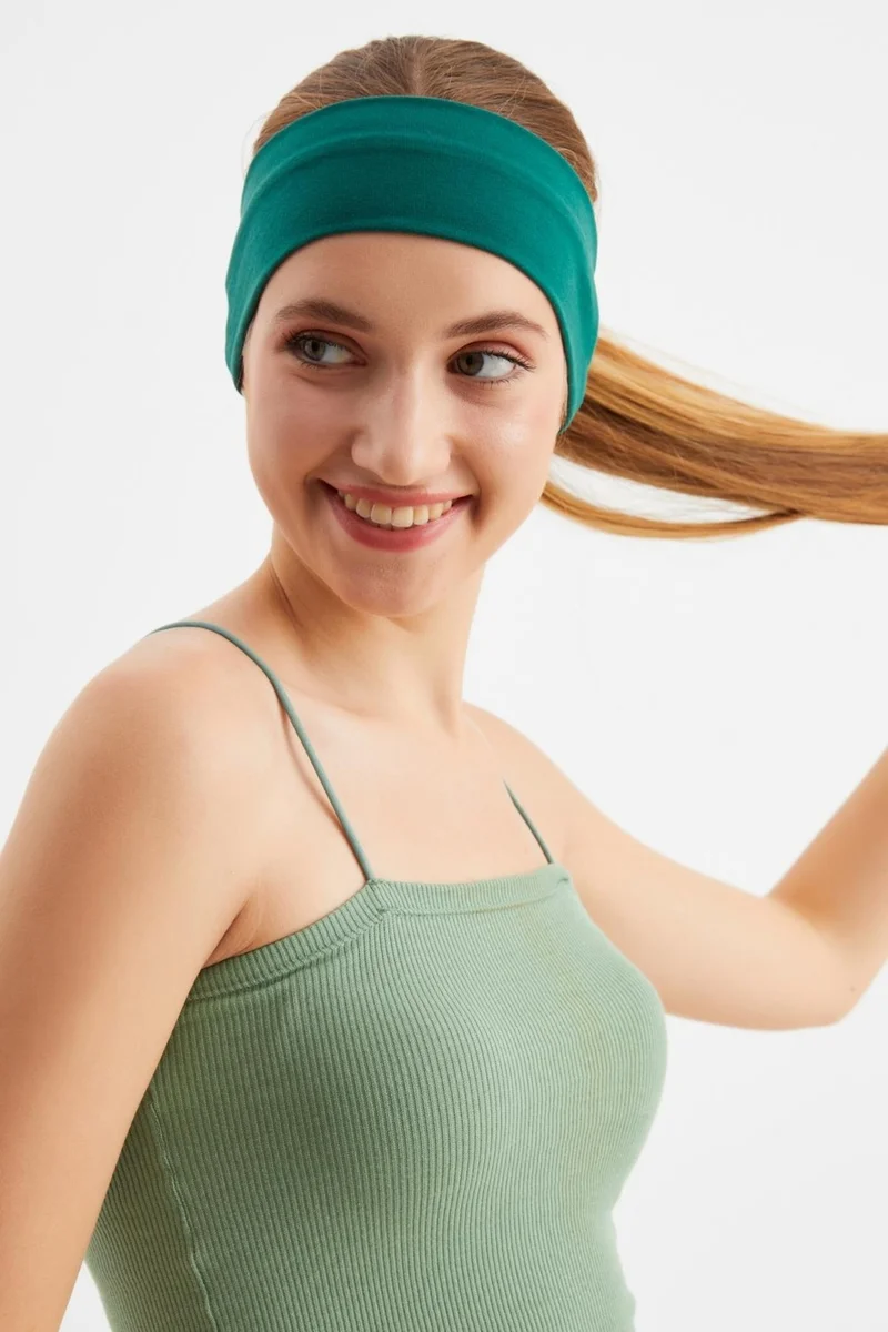 بوتيكجيز Emerald Green Women's Cotton Combed Comb, Non-Slip, Sweatproof, Ultra Light, Sports Hair Band Bandana