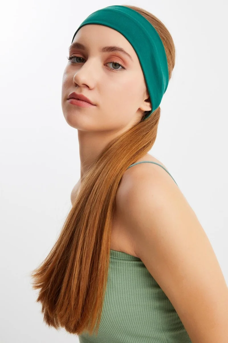 بوتيكجيز Emerald Green Women's Cotton Combed Comb, Non-Slip, Sweatproof, Ultra Light, Sports Hair Band Bandana