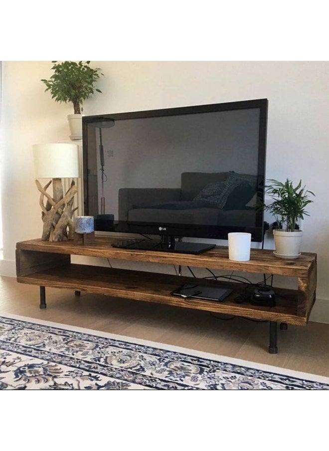 هومزمارت طاولة تلفاز ام دي اف و خشب سويدي بني - 120×60×45 سم  - Image 1